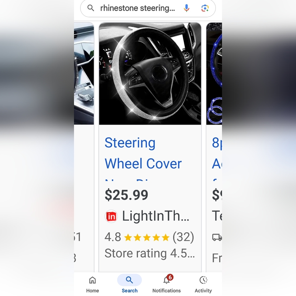 SILVER RINESTONE Steering Wheel COVER - Picture 6 of 6